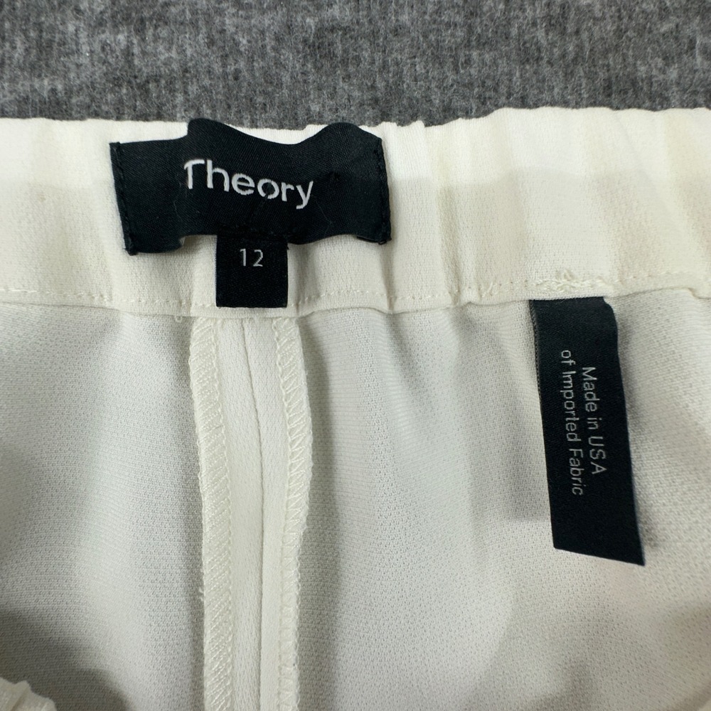 Theory Basic Pull On Pant Admiral Crepe Beige Elastic Waist Size 12 - Picture 5 of 9
